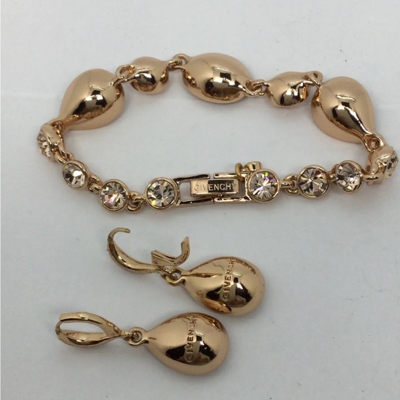 Givenchy Rose Goldtone Champagne Crystal Bracelet & Earrings Set - Picture 4 of 4